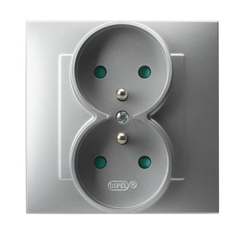 OSPEL SZAFIR GP-2ZZP/18 Gniazdo podwójne z/u z przesłonami, kompletne