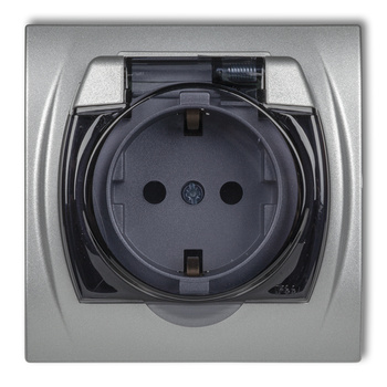 KARLIK LOGO 7LGPB-1sdp  Gniazdo bryzgoszczelne z uziemieniem SCHUKO 2P+Z (klapka dymna