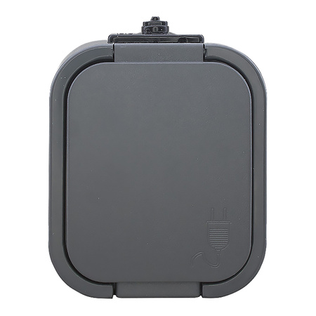 Gniazdo pojedyncze n/t 2P+Z, bryzgoszczelne z klapką B2, IP54, NT-16B2, szary