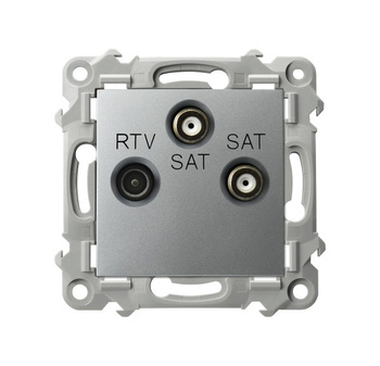 OSPEL SZAFIR GPA-Z2S/m/18 Gniazdo RTV-SAT z dwoma wyjściami SAT srebro