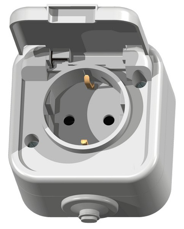 Ospel delfina GNH-1DS/00/w Gniazdo pojedyncze z uziemieniem schuko wieczko w kolorze wyrobu