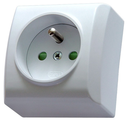 OSPEL BIS GN-1BZP/00 Gniazdo pojedyncze z uziemieniem z przesłonami