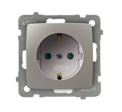 OSPEL KARO GP-1SSP/m/43 Gniazdo pojedyncze z uziemieniem schuko z przesłonami torów prądowych