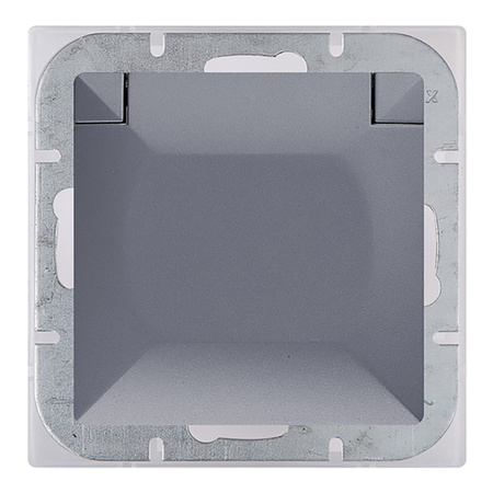 Gniazdo pojedyncze p/t 2P+Z bryzgoszczelne z klapką Pearl, 16A, 250V, PT-16PH, antracyt