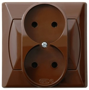 OSPEL AKCENT GP-2A/24 Gniazdo wtyczkowe podwójne brąz