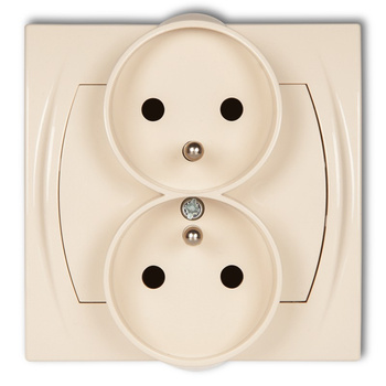 KARLIK LOGO 1LGPR-2zp  Gniazdo podwójne do ramki poziomej z uziemieniem 2x(2P+Z) (przesłony torów prądowych)