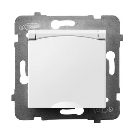 Ospel aria GPH-1UZ/m/00/w Gniazdo bryzgoszczelne z uziemieniem IP-44 wieczko w kolorze wyrobu