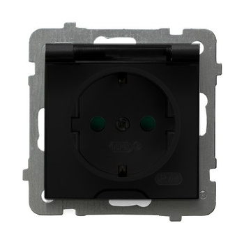 Ospel as GPH-1GSP/m/33/d Gniazdo bryzgoszczelne z uziemieniem schuko IP-44 z przesłonami torów prądowych wieczko przezroczyste