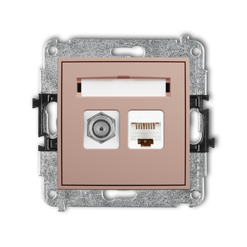 KARLIK MINI 62MGFK-1 Mechanizm gniazda antenowego poj. typu F (SAT) + gniazda komp. poj. 1xRJ45, kat. 5e, 8-stykowy