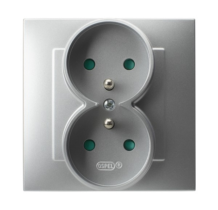 OSPEL SZAFIR GP-2ZZP/18 Gniazdo podwójne z/u z przesłonami, kompletne