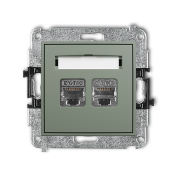 KARLIK MINI 61MGK-6 Mechanizm gniazda komputerowego podwójnego 2xRJ45, kat. 6, ekranowany, 8-stykowy