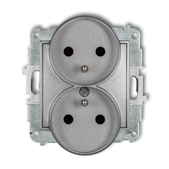 KARLIK MINI 7MGPR-2zp  Gniazdo podwójne do ramki z uziemieniem 2x(2P+Z) (przesłony torów prądowych)