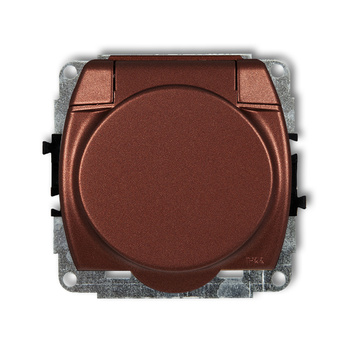 KARLIK TREND 9GPB-1s Mechanizm gniazda bryzgoszczelnego z uziemieniem SCHUKO 2P+Z (klapka brązowy metalik, bez przesłon torów prądowych)