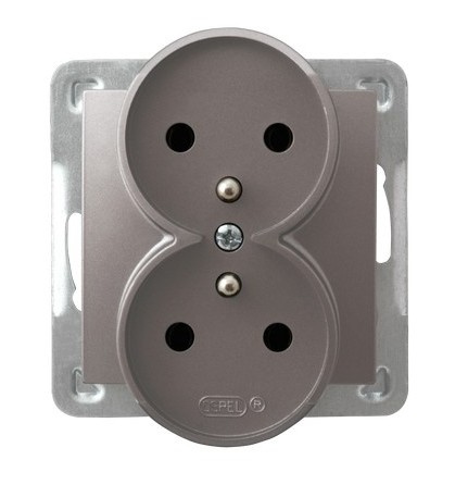 OSPEL IMPRESJA GP-2YRAZ/m/23 Gniazdo podwójne z uziemieniem, moduł