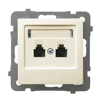 OSPEL AS GPT-2GR/m/27 Gniazdo telefoniczne podwójne równoległe ecru