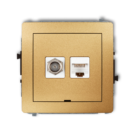 KARLIK DECO 29DGFKBO-1 Gniazdo antenowe pojedyńcze typu F (SAT) + gniazda komp. poj. 1xRJ45