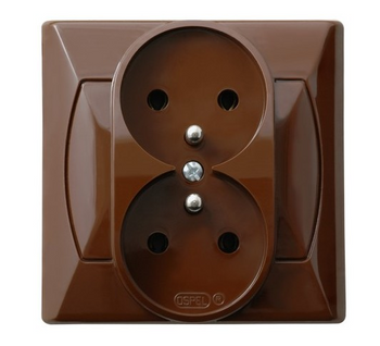 OSPEL AKCENT GP-2AZ/24 Gniazdo podwójne z uziemieniem kompletne brąz
