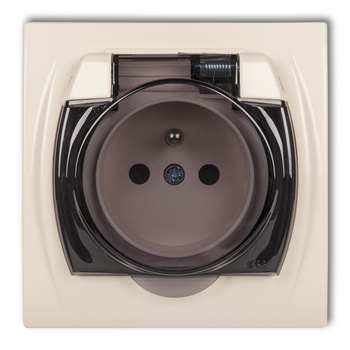 KARLIK LOGO 1LGPB-1zd Gniazdo bryzgoszczelne z uziemieniem 2P+Z (klapka dymna, bez przesłon torów prądowych)