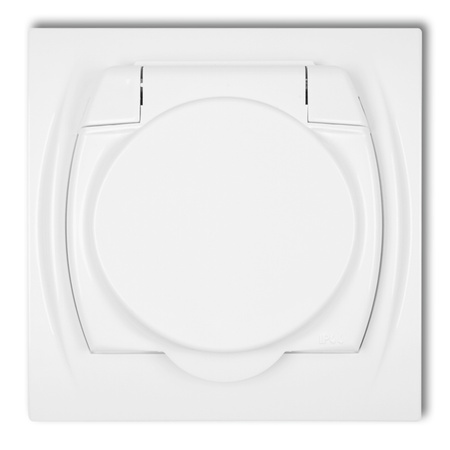 KARLIK LOGO LGPB-1s Gniazdo bryzgoszczelne z uziemieniem SCHUKO 2P+Z (klapka biała, bez przesłon torów prądowych)