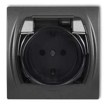 KARLIK LOGO 11LGPB-1sdp  Gniazdo bryzgoszczelne z uziemieniem SCHUKO 2P+Z (klapka dymna