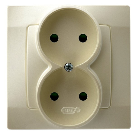 OSPEL KARO GP-2SP/42 Gniazdo podwójne z przesłonami torów prądowych, kompletne z ramką