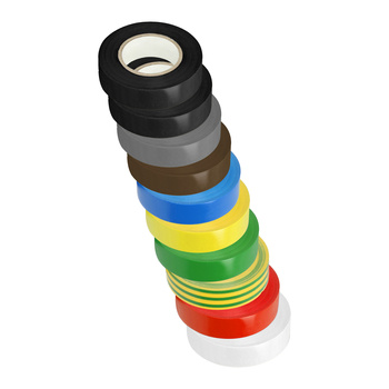 Zestaw 10 taśm 19mm, 2x czarna, szara, brązowa, niebieska, żółta, zielona, żółto-zielona, czerwona, biała, długość 20m