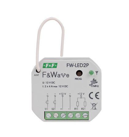 F&F FW-LED2P dwukanałowy radiowy sterownik LED 12V DC