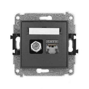 KARLIK ICON 28IGFK-5  Gniazdo antenowe pojedyńcze typu F (SAT) + gniazda komp. poj. 1xRJ45