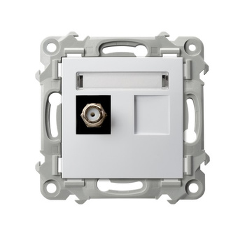 OSPEL SZAFIR GPA-1ZF/m/00 Gniazdo antenowe typu F pojedyncze biały