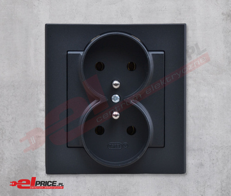 Ospel sonata gp-2rz/33 gniazdo podwójne z uziemieniem - moduł z ramką