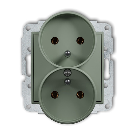 KARLIK MINI 61MGPR-2z Mechanizm gniazda podwójnego do ramki z uziemieniem 2x(2P+Z) (bez przesłon torów prądowych)