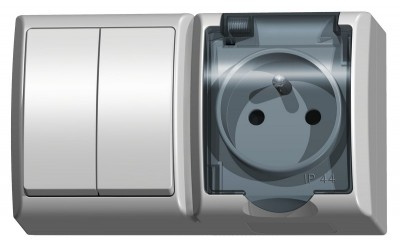 OSPEL FALA ZH-Ł2G/00/d Łącznik świecznikowy + gniazdo pojedyncze IP