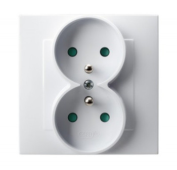 OSPEL SZAFIR GP-2ZZP/00 Gniazdo podwójne z uziemieniem kompletne białe