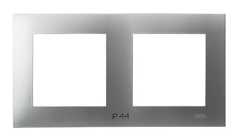 OSPEL SZAFIR RH-2Z/18 Ramka podwójna do łączników IP-44 srebro