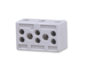 SIMET 44443516 Złączka gwintowana  porcelanowa 6mm / 3 tory biała