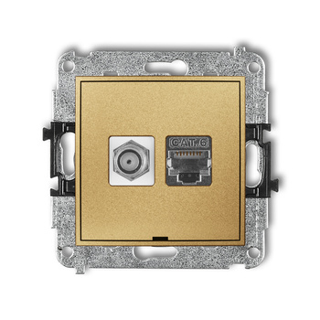 KARLIK MINI 29MGFKBO-5  Gniazdo antenowe pojedyńcze typu F (SAT) + gniazda komp. poj. 1xRJ45