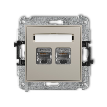 KARLIK MINI 60MGK-6 Mechanizm gniazda komputerowego podwójnego 2xRJ45, kat. 6, ekranowany, 8-stykowy