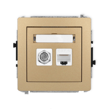 KARLIK DECO 8DGFK-3  Gniazdo antenowe pojedyńcze typu F (SAT) + gniazda komp. poj. 1xRJ45