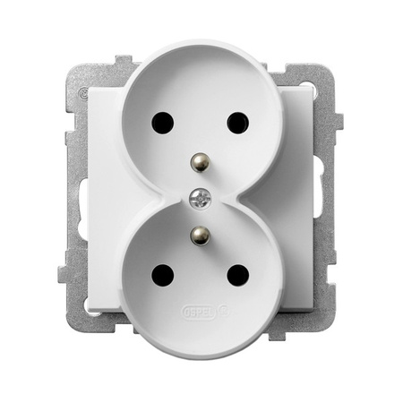 OSPEL SONATA GP-2RRZ/m/75 Gniazdo podwójne z uziemieniem moduł biały