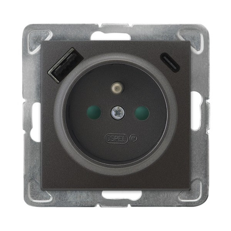 OSPEL IMPRESJA GP-1YZPUSBAC/m/50 Gniazdo z/u, przesłony, ładowarka USB