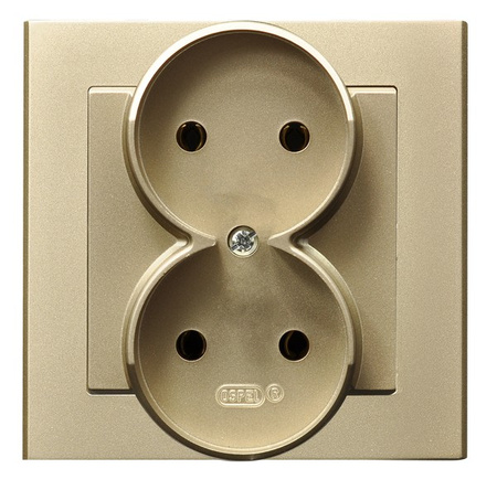 OSPEL SONATA GP-2R/39 Gniazdo podwójne kompletne z ramką złoty