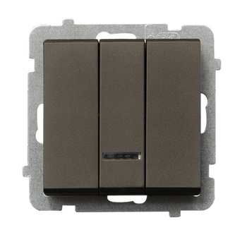 OSPEL SONATA ŁP-13RS/m/40 Łącznik potrójny z podświetleniem niebieskim