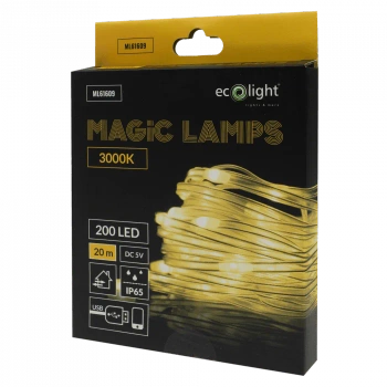 PLASTROL Lampki T-01104 Magiczne lampki 200 led 3000K 20m DC5V