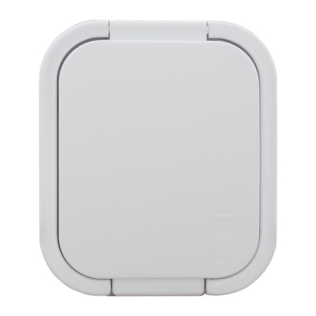 Gniazdo pojedyncze n/t 2P+Z, Schuko, bryzgoszczelne z klapką B2, IP54, NT-17B2, biały