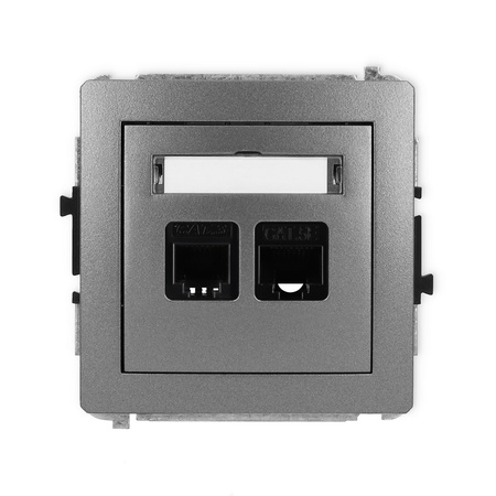 KARLIK DECO 11DGTK Gniazdo telefoniczne pojedyńcze 1xRJ11 + komputerowego pojedynczego 1xRJ45