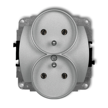 KARLIK TREND 7GPR-2zp  Gniazdo podwójne do ramki poziomej z uziemieniem 2x(2P+Z) (przesłony torów prądowych)