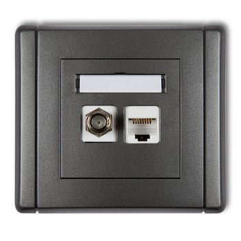 KARLIK FLEXI 11FGFK-1  Gniazdo antenowe poj. typu F (SAT) +  Gniazdo komp. poj. 1xRJ45