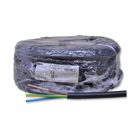 ELPAR Przewód kabel H03VV-F OMYżo 300/300V 3x1 mm2 czarny 5901854409856