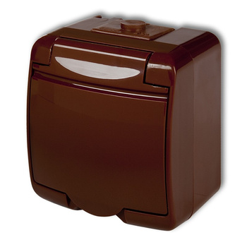 KARLIK JUNIOR 4GHE-1p  Gniazdo pojedyncze z uziemieniem 2P+Z (klapka brązowa; przesłony torów prądowych)