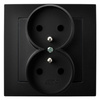 OSPEL AS GP-2GZ/33 Gniazdo podwójne z uziemieniem czarny metalik